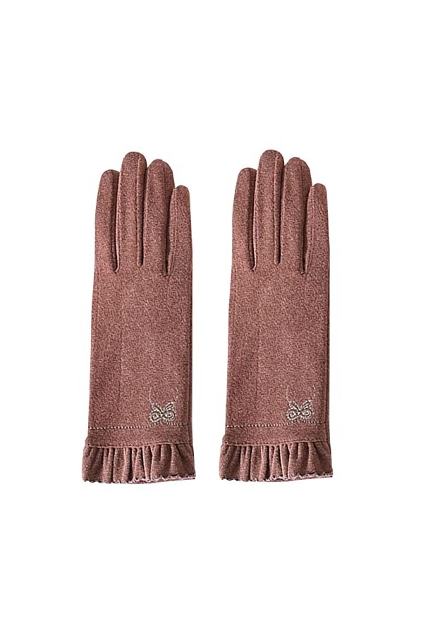 Znet-au Gants dautomne en velours pour femme - Couche unique - Gants thermiques dhiver chauds en tricot torsadé - Moufles p
