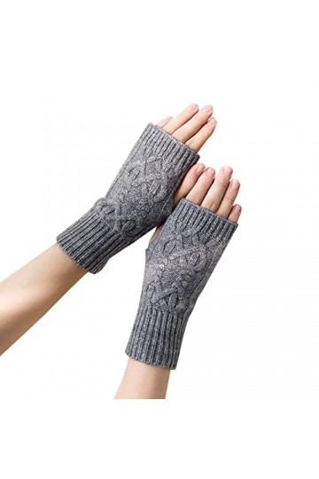 Mitaines dhiver sans doigts Mitaines dhiver tricotées sans doigts Gants dhiver tricotés doux et chauds Poignet noir Long f