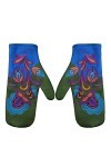TDEOK Ensemble de bijoux hippie brodés colorés Noël hiver femme gants chauds moufles femmes gants en cuir fourrure, bleu, tai