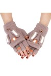 Gants dhiver chauds pour femme - Gants dhiver tricotés - Moufles dhiver en laine - Doublure polaire thermique - Gants coup