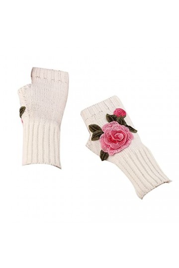 Dapei Mitaines chaudes en tricot pour femme - Mitaines convertibles - Gants tendance à fleurs - Moufles dhiver chaudes pour 