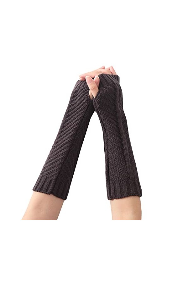 NIUREDLTD Gants dhiver tricotés dhiver sans doigts vêtements accessoires gants dhiver manches pour femmes noir manches lon