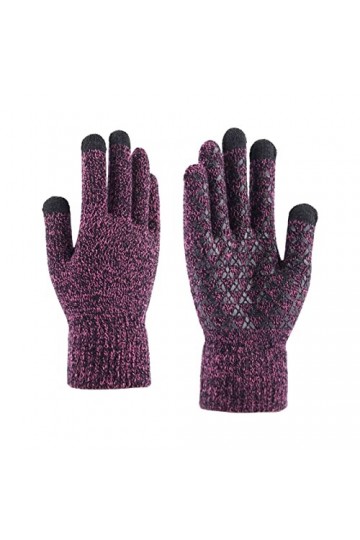 JIYAYUIX Gants thermiques tricotés épais pour femmes - Gants dhiver chauds et chauds - Moufles de ski pour homme violet, ta