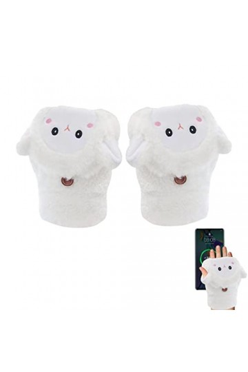 MUMIAO Gants dextérieur en peluche douce pour femme avec motif lapin | moufles en peluche pour les fêtes, la marche