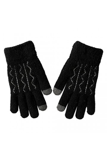 Gants dhiver tricotés pour femmes Noir Mitaines tricotées sans doigts Taille unique Tricoté Poignet Noir Manches Longues Fil