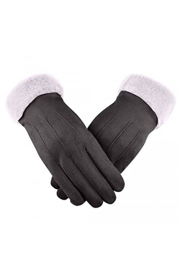 umhouerse Gants thermiques pour femme - Pour écran tactile - Gants dhiver chauds en daim - Chauds et coupe-vent - Moufles ép