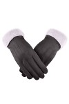umhouerse Gants thermiques pour femme - Pour écran tactile - Gants dhiver chauds en daim - Chauds et coupe-vent - Moufles ép
