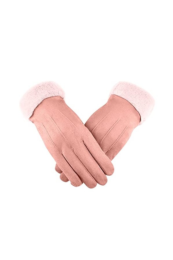 umhouerse Gants thermiques pour femme - Pour écran tactile - Gants dhiver chauds en daim - Chauds et coupe-vent - Moufles ép