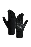 DondPO Gants Tactiles Femme, Epais Hiver Coupe-vent Mitaines Tricotées Gants Mitaine Stretch Chaud Noirs Gants en Tricot Gant