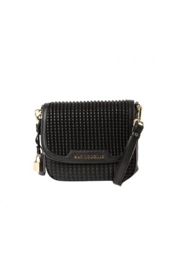 Mac Douglas - Petit Sac Noir Besace – Le LUCILLA de la collection BRYAN – Taille S - Un Cadenas Décoratif et son Pendentif Cl