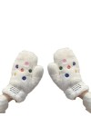 Mitaines en peluche avec boutons mignons, mitaines doublées, moufles dhiver pour filles, accessoires de vêtements, gants de 