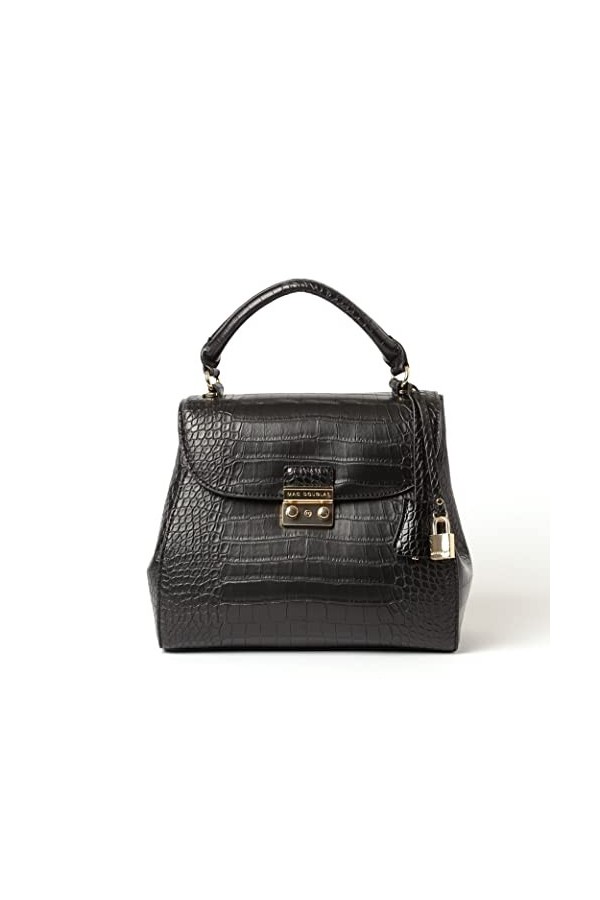 Mac Douglas - Sac à Main Effet Croco Noir - RIO de la Collection Meryl - Taille S : 26,5 x 23 x 12,3 cm - Vastes Compartiment