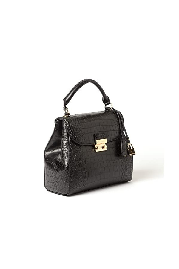 Mac Douglas - Sac à Main Effet Croco Noir - RIO de la Collection Meryl - Taille S : 26,5 x 23 x 12,3 cm - Vastes Compartiment