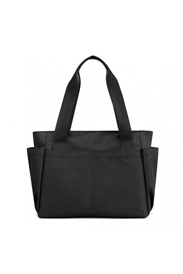 NOTAG Sac à Main Femmes, Multi-Poches Sac Cabas en Nylon Casual Voyage Sac à Bandoulière Imperméable Noir 