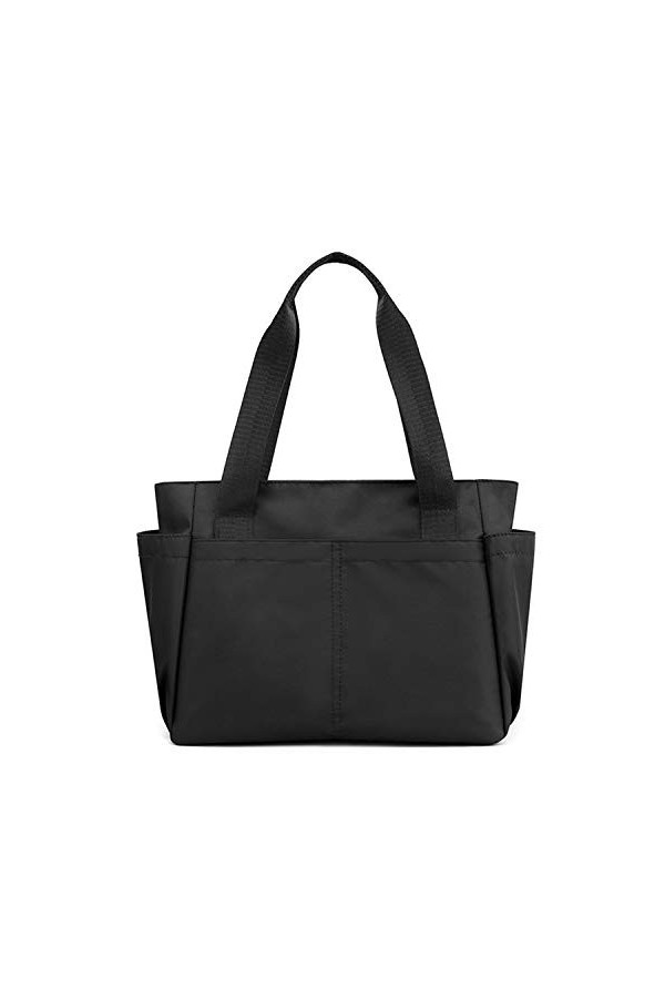 NOTAG Sac à Main Femmes, Multi-Poches Sac Cabas en Nylon Casual Voyage Sac à Bandoulière Imperméable Noir 