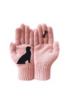 Gants pour femme - Automne et chien - Motif os dhiver - Laine - Gants chauds - Gants de ski - Moufles pour homme, rose, tail