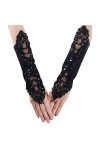 IBLUELOVER Gant Mariée Dentelle Gants Mariage Femme Long Mitaines Satin Gothique Elégants Gants De Soirée Robe Gloves pour Op