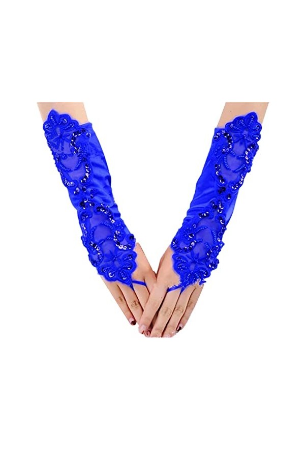 IBLUELOVER Gant Mariée Dentelle Gants Mariage Femme Long Mitaines Satin Gothique Elégants Gants De Soirée Robe Gloves pour Op