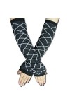 Black Sugar Paire Longue Mitaine Noir Gris Blanc Rose Rayure Laine Chaud Hiver Polyester Emo Kawaii Sans Doigts 55 cm Noir B