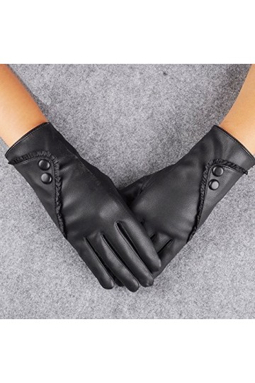 Gants femme mode femmes femmes gants en cuir souple gants dhiver chauds moufles moufles noir