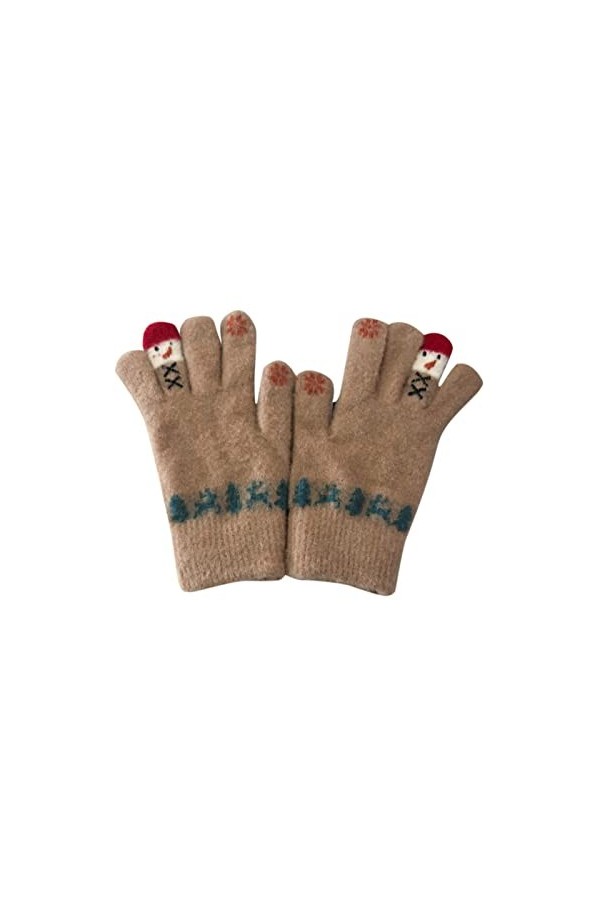 KhG304 Gants longs en laine pour femme Motif cerf, 1-b, taille unique
