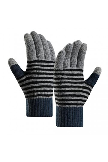 Gants dhiver chauds en tricot avec poignets élastiques pour femme - Gants dhiver pour textos - Moufles pour temps froid gr