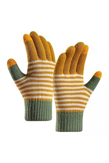 Gants dhiver chauds en tricot avec poignets élastiques pour femme - Gants dhiver pour textos - Moufles pour temps froid gr