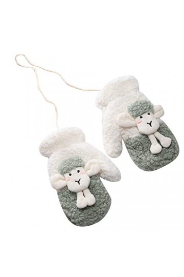 Moufles dhiver en tricot avec flocons de neige pour femme - Gants dhiver doublés pour homme, Vert, taille unique