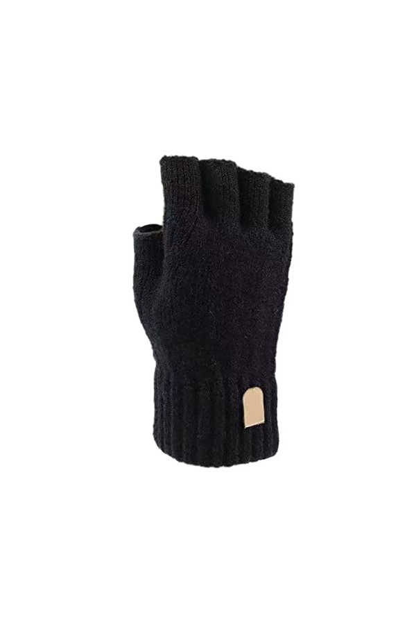 JIYAYUIX Gants chauds en tricot épais pour homme et femme, gants dautomne et dhiver à doigts ouverts pour femme, moufles ch