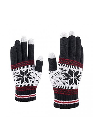 DondPO Gants Hiver Femme Coupe-vent Antidérapants Randonnée Mitaines Gants Stretch Chaud Epais Gants en Tricot Gants Tricoté 