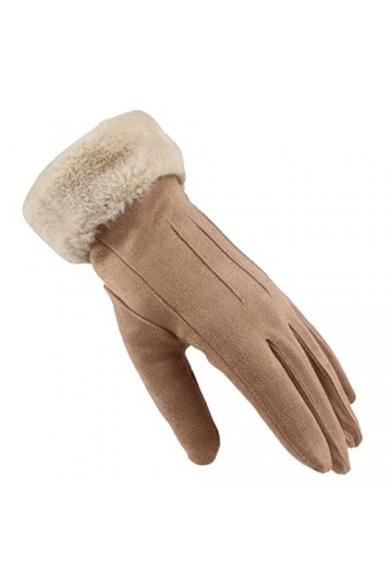 Gants chauds tendance pour femme - Couleur unie - En polaire - Pour écran tactile - Gants de travail isolés café, taille uni