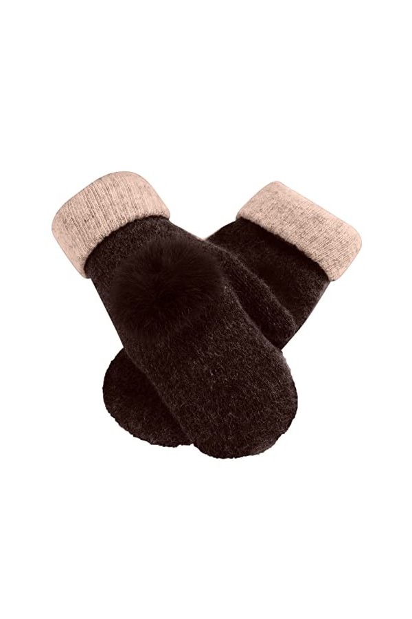 JnY811 Gants thermiques pour femme Gants chauds doublés en polaire Gants dhiver en tricot doublé, PP1., taille unique
