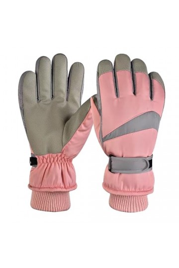 Pleneal Gants dhiver avec 10 doigts pour écran tactile et bande élastique multicouche confortable - Gants convertibles rose