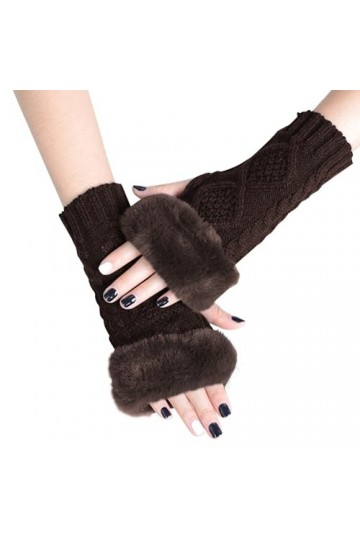 Briskorry Mitaines sans doigts pour femme - Chauffe-pouls dhiver - Automne - Hiver - Gants chauds - Mode tricotée - Poignet 