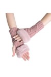 Briskorry Mitaines sans doigts pour femme - Chauffe-pouls dhiver - Automne - Hiver - Gants chauds - Mode tricotée - Poignet 