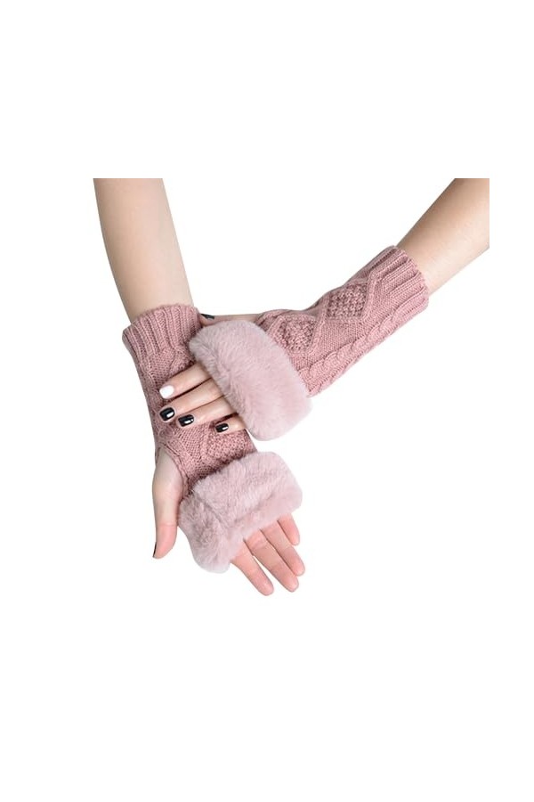 Briskorry Mitaines sans doigts pour femme - Chauffe-pouls dhiver - Automne - Hiver - Gants chauds - Mode tricotée - Poignet 