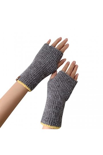 Gants dhiver en tricot noir pour femme - Gants tricotés - Gants longs unisexes - Longueur Kawaii - Doux et chauds, gris, tai