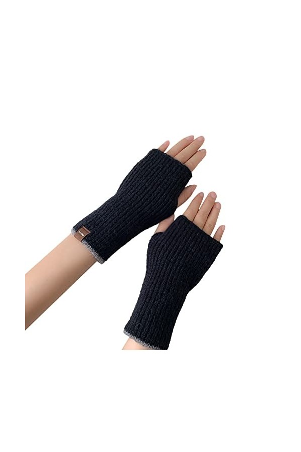 Gants dhiver en tricot noir pour femme - Gants tricotés - Gants longs unisexes - Longueur Kawaii - Doux et chauds, gris, tai