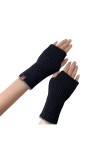 Gants dhiver en tricot noir pour femme - Gants tricotés - Gants longs unisexes - Longueur Kawaii - Doux et chauds, gris, tai