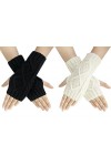 Chalier Fashion 2 paires demi doigts Gants Mitaines Gants Femme Hiver Tricotés Chaud Simples Elegants