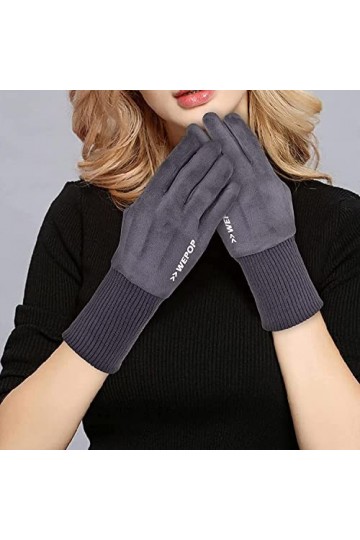 Gants Hiver chaud écran tactile pour homme femme thermiques en suede doublure polaire mitaines anti-glisse hivernales pour le