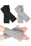 MELLIEX 2 Paires de Gants Sans Doigts Tricoté Chauffe-poignets en Cachemire Gants Noirs et Gris Thermiques pour Homme et Femm