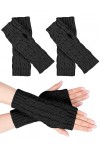 MELLIEX 2 Paires de Gants Sans Doigts Tricoté Chauffe-poignets en Cachemire Gants Noirs et Gris Thermiques pour Homme et Femm