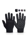 SHOLOV Gants Hiver, Gants Hiver Chaud Tactile Antiderapant Super Doux Gants Tricotés Sport Hiver Gants Vélo Cyclisme Moto pou