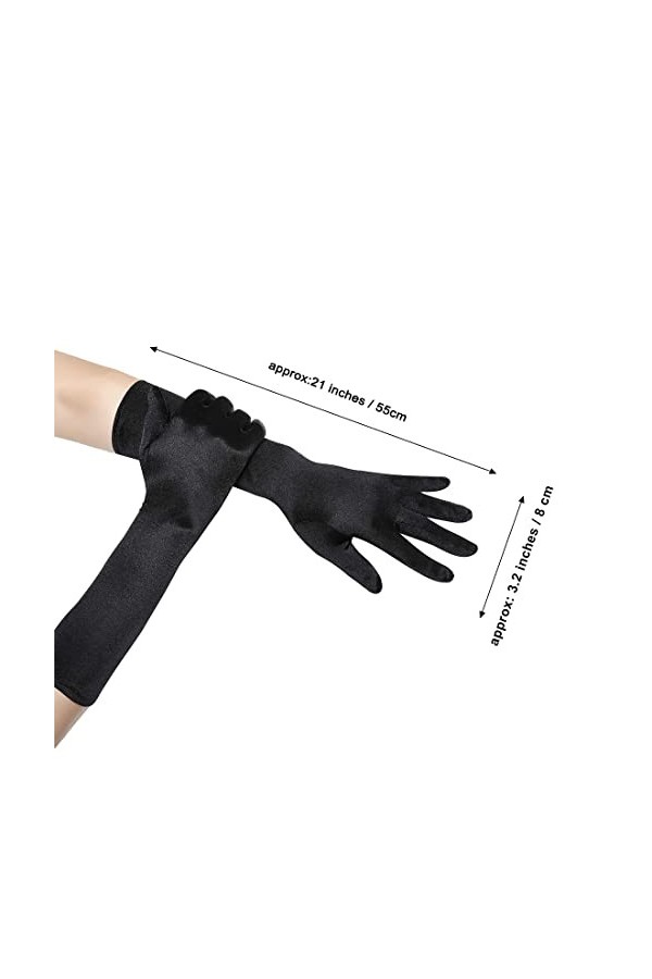 Zeayebsr 1 paire 1920 s Style longs gants de soirée noir blanc coude gants de mariée danse Costume gants Sexy femmes mariage 