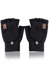 EUDUQ Gants chauds pour lhiver - Mitaines convertibles sans doigts - Pour fille - Mitaines tricotées - Pour homme et femme, 