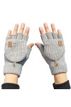 EUDUQ Gants chauds pour lhiver - Mitaines convertibles sans doigts - Pour fille - Mitaines tricotées - Pour homme et femme, 
