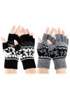 SATINIOR 2 Paires Mitaines sans Doigts Demi-Doigt Gants Tricotés Chauds Noir et Gris 