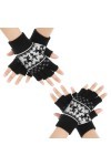 COMNICO Lot de 2 paires de mitaines dhiver en laine tricotée mi-doigts chauds extensibles unisexes Gants tricotés tactiles M