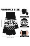 COMNICO Lot de 2 paires de mitaines dhiver en laine tricotée mi-doigts chauds extensibles unisexes Gants tricotés tactiles M